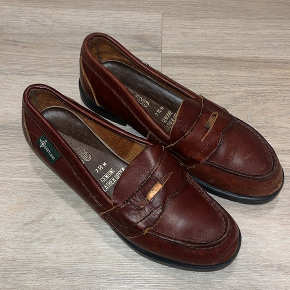 EASTLAND LEATHER Penny Loafers Slip On Shoes 7.5 VTG fisherman core Vintage